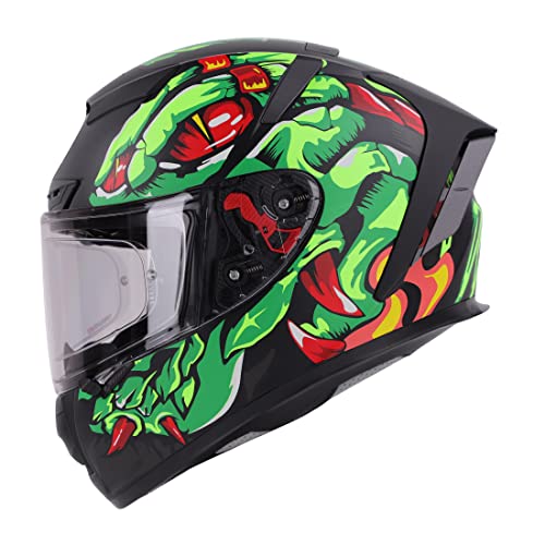 Image of Steelbird SA-5 Monster ISI /DOT Certified Full Face Graphic Helmet with Outer Anti-Fog Clear Visor