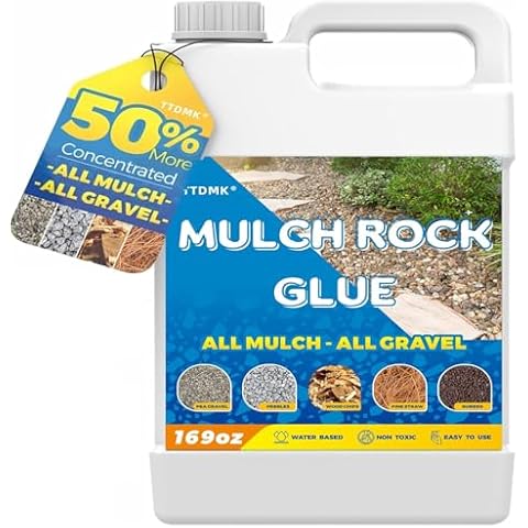 TTDMK 1.3 Gallon Mulch Rock Glue,Pea Gravel Glue,Concentrate Landscaping Mulch Rock Glue,Fast Drying Mulch Landscape Lock Adhesive,Non Toxic Mulch Stay Binder,Mulch Rock Glue for Stones,Bark,Gravel Cover