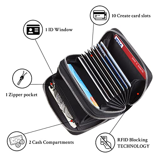 Gostwo Genuine Leather Credit Card Holder With Zipper Womens Card Case Rfid Blocking With Zip Around Wallet #TOP1