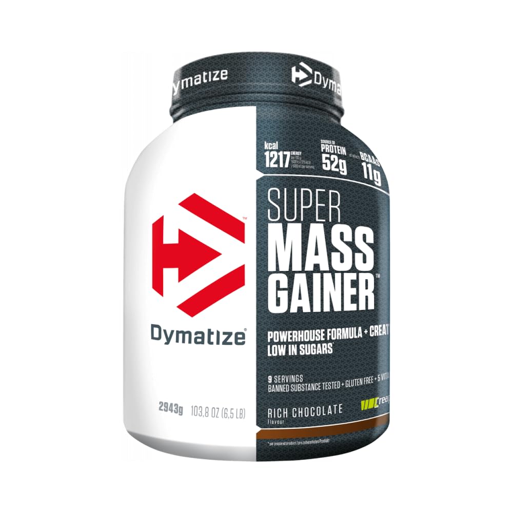 Dymatize Super Mass Gainer Rich Chocolate 2,9kg - Polvo Para Ganar Peso + Carbohidratos, BCAA y Caseína