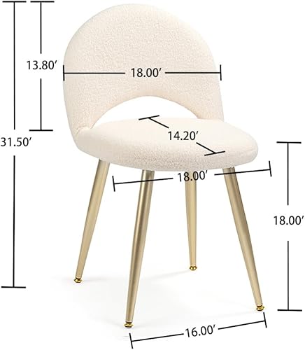 Miniatura 3 de Silla de tocador con respaldo ajustable, taburete de tocador de maquillaje de sherpa con respaldo sin brazos, silla multifunción para vestir en