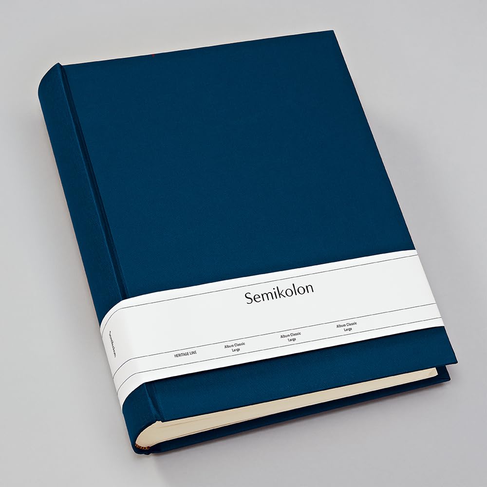 Semikolon 351022 Álbum de fotos Classic Large - 24,5 x 30,5 cm - 130 páginas de color crema, para 260 fotos - azul marino oscuro
