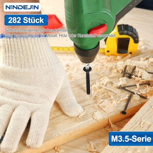NINDEJIN Schnellbauschraube mit Grobgewinde M3.5 Schrauben Kit Set + Kreuzkopf Batch 282 pcs
