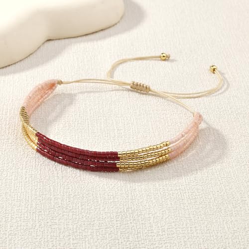 Image of KELITCH Layered Miyuki Beads Bracelets Adjustable Strand Bracelets Bangles Bohemian Style Summer