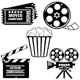 MOBUTOFU 5 Stück Wanddekor mit Film Posters aus Schwarzem Eisen Einzigartige Formen und Filmtheater Design für Wanddekoration im Heimkino und Wohnzimmer