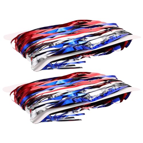 PRETYZOOM 4th of July Tinsel Foil Fringe Curtains USA Memorial Day Independence Day Photo Booth Props
