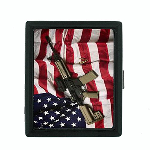 2nd Amendment D8 Small Black Metal Cigarette Case Gun Rights Arms Constitution