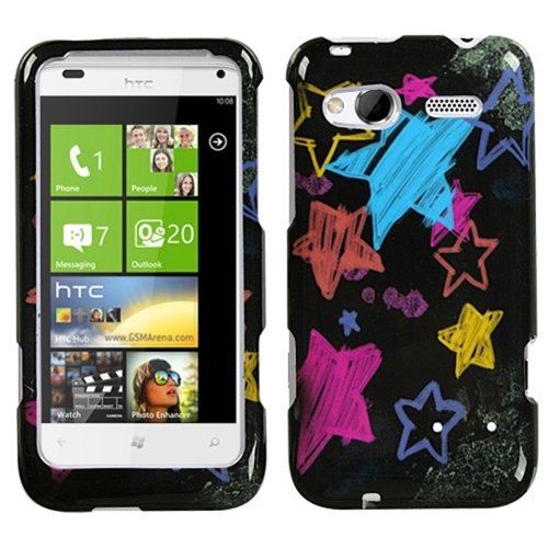 Mybat Protector Cover for HTC Radar 4G - Retail Packaging - Chalkboard Star Black
