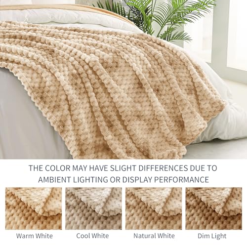 Image of Exclusivo Mezcla King Size Fleece Blanket for Bed, 90x104 Inches Stylish Jacquard Velvet Soft Blanket, Fuzzy Cozy Lightweight for Winter, Tie-dye Camel