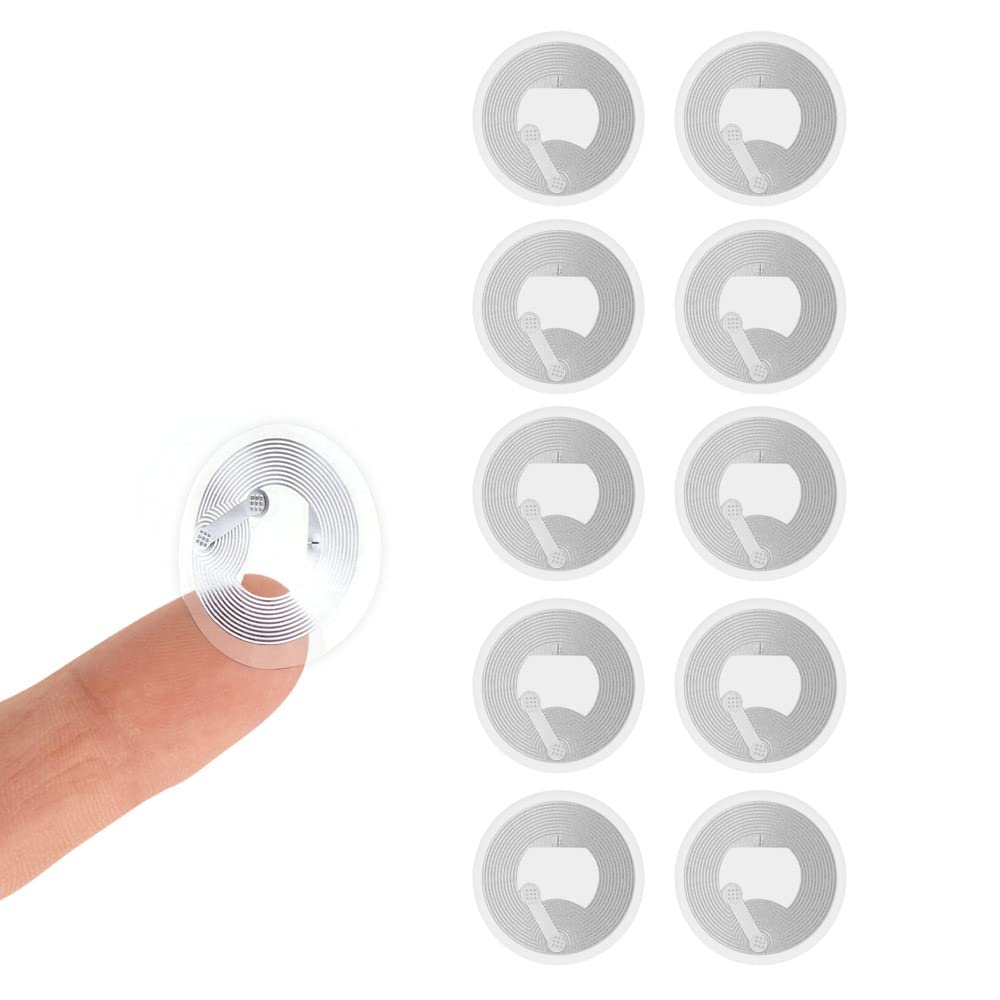 Rubik NFC 216 Sticker 888 Bytes Tags (Inlay), Transparent Self-adhesive Ntag216 Token Tags, Compatible with RFID IC Mifare 13.56mhz TagMo Amiibo (5 Tags)