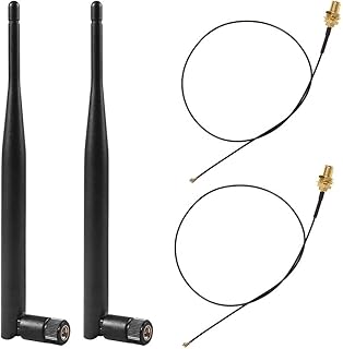 2 Set 2.4GHz 5.8GHz 6dBi Indoor Omni-Directional WiFi Antenna, MELIFE 802.11n/b/g RP-SMA Female Connector with 35cm/13.7" U.FL/IPEX to RP-SMA Pigtail Antenna WiFi Cable