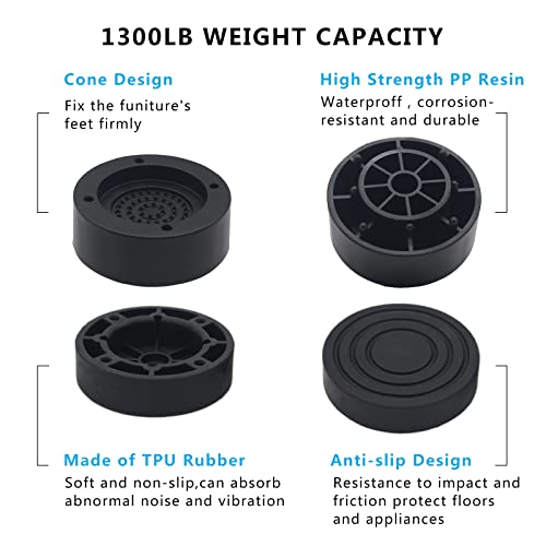 Hanihua 4 Sets Black Round Furniture Risers, Heavy Duty Bed Risers Lifts Height 1", 2", 3 Inch, Adjustable Bed Lifts Risers For Bed Frame, Furniture, Sofa, Chair Risers Supports Up To 1,300 Lbs #TOP3