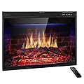 JAMFLY 28’’ Electric Fireplace Insert Narrow Border Design Freestanding Heater with Multicolor Flames, Touch Screen, Timer, and Remote Control, 1500w, Black (28")