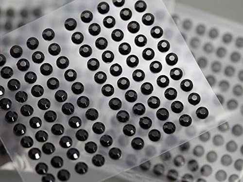4mm SS16 Black Self Adhesive Acrylic Rhinestones Plastic Face Gems Stick On Body Jewels for DIY Cards and Invitations Crafts Bling Sticker - 5 Sheets - 500PCS
