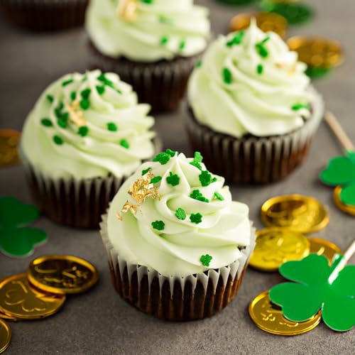 Image of St Patrick's Day Sprinkles, Green Shamrock Sprinkles for Cake Decorating | Edible Pearls, Shamrocks, Gold Coins Confetti, Jimmies, Nonpareils Mix, For Baking, Ice Cream, Cookies, Cupcake Topper