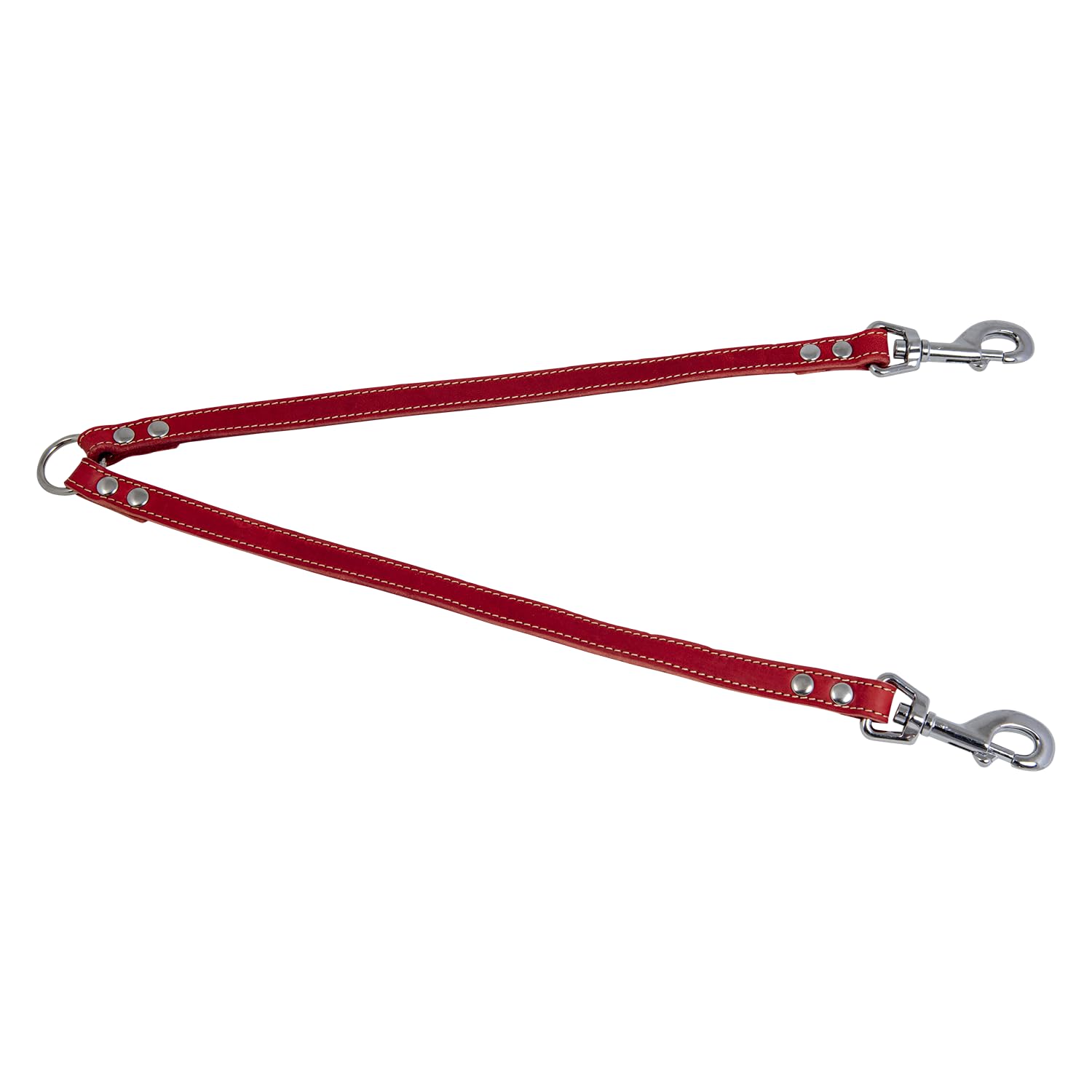 JACK AND VANILLA, Double Dog Lead, Fat Leather Model, Red, Size 16 mm x 47 cm