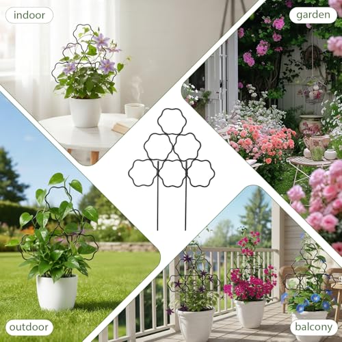 Image of ZOUTOG 9 Pack Trellis for Climbing Plants Outdoor 15 Inch,Rustproof Metal Garden Trellis for Potted Plants,Sturdy Houseplant Support Indoor Outdoor for Ivy Pothos Monstera Hoya Flower Vine (Flower)