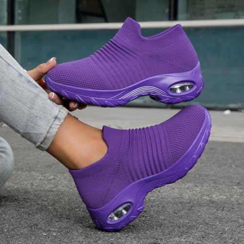 Image of Non Slip Work Shoes Women, Slip On Sneakers Women,Work Shoes Walking Gym Nurse Mesh Casual Fashion Sneakers Comfort Breathable Lightweight