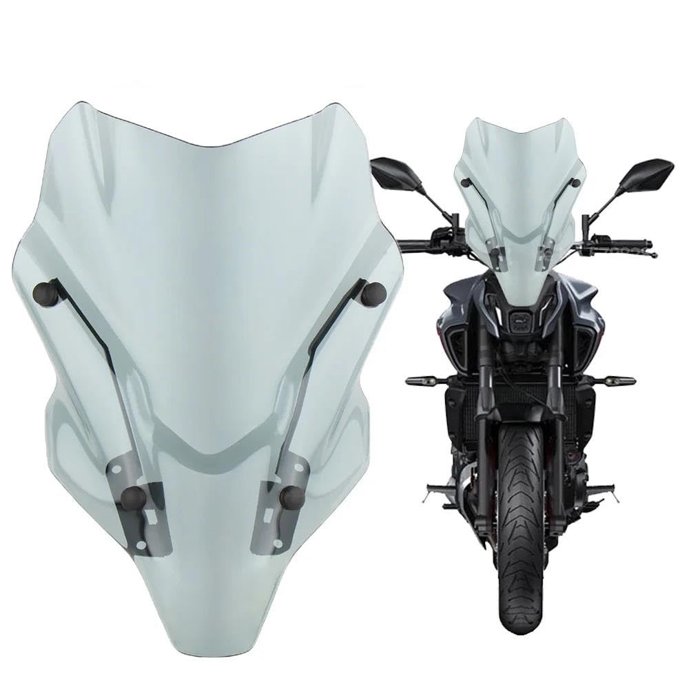 Dla YAMAHA MT07 FZ07 2021-2024 Szyba Przednia Motocykla Deflektor Wiatru Ochraniacz Szyby Przedniej Podwójna Szyba Przednia Bubble Deflektor Przedniej Szyby Motocykla(Light Smoke)