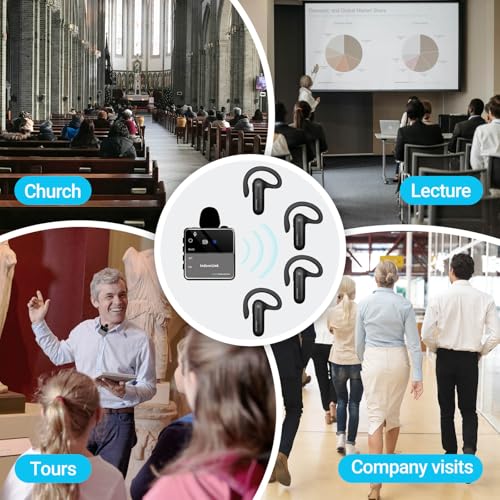 IndoorLink Lavalier Wireless Tour Guide System, Sistema de Audio para Guías Turísticos, Reducción de Ruido, Juegos de Auriculares Inalámbricos Whisper para Iglesias, Visitas a Fábricas, Museos, Exposiciones y Tribunales (1T2R) miniatura 6