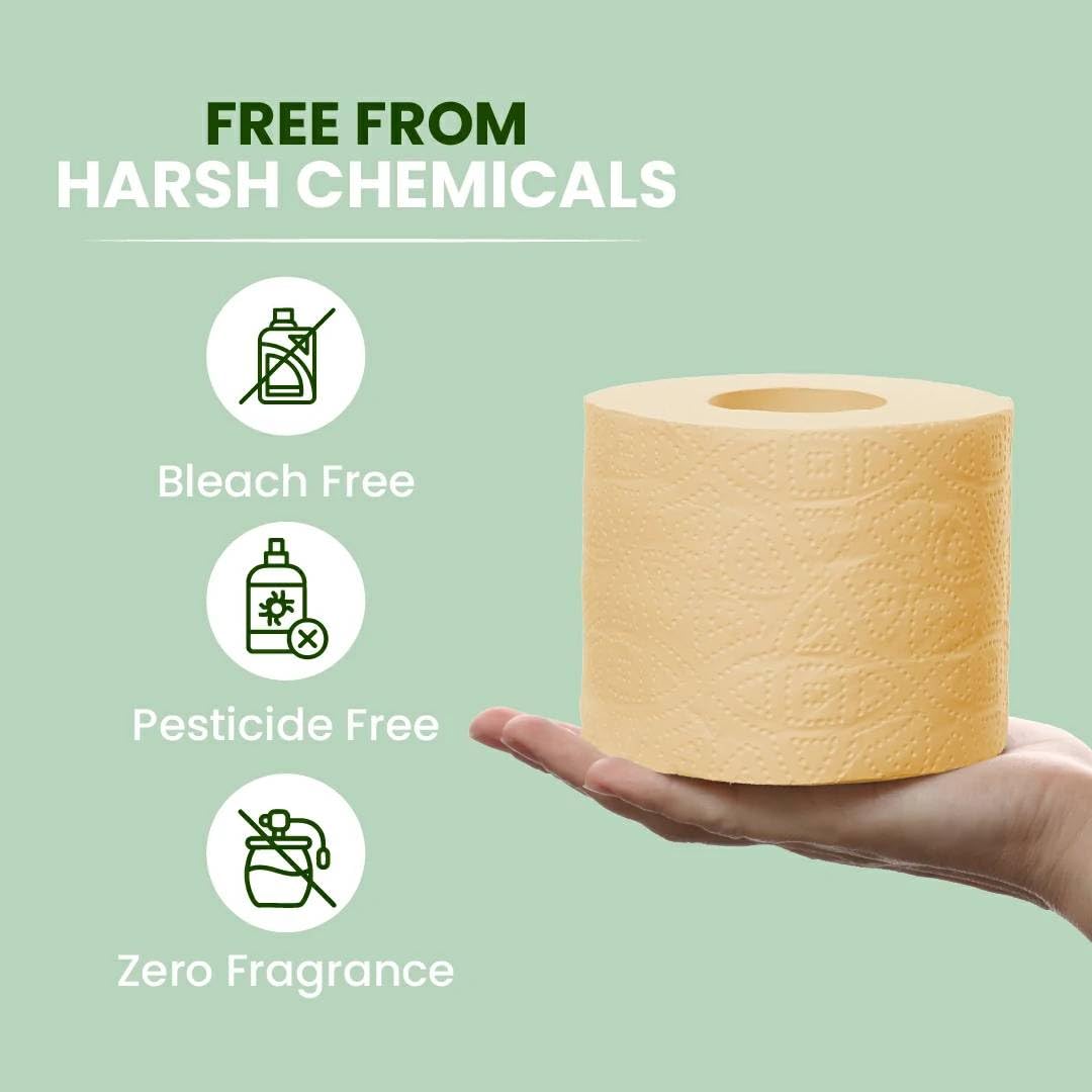 Claret Bamboo Toilet Roll 3-Ply | 300 Pulls | 10 x 10 cm | Ultra Soft Eco-Friendly Tissue | OBA-Free Natural Bamboo Pulp | Gentle & Septic Safe (Pack Of 10) - Image 5 thumbnail