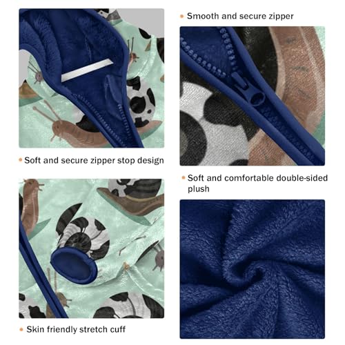 Snail Pattern Cow Print Toddler Fleece Jacket Girl Boys Hooded Fleece Jacket Coat Warm Outwear Zip-up 3-10T3