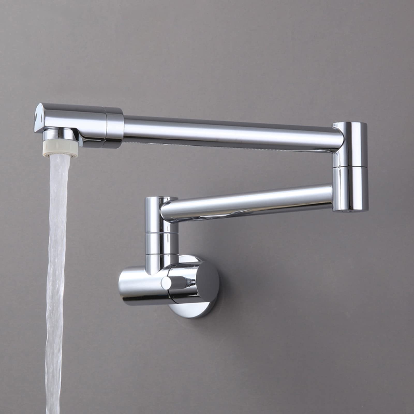 Robinet de cuisine eau froide mural avec bec à double joint articulé en chrome