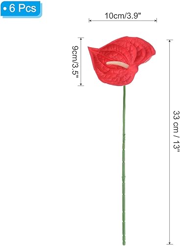 Miniatura 7 de PATIKIL Flores artificiales de lirio de anturio de 13 pulgadas, paquete de 6 arreglos florales permanentes para decoración del hogar, novia, boda,