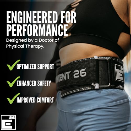 Element 26 Lederen gewichthefriem voor dames en heren, zelfvergrendelende, verstelbare lederen tilriem voor powerlifting, olympisch tillen en functionele fitness, halterriem, squatriem (medium, zwart) - Afbeelding 5