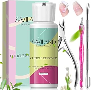 SAVILAND Cuticle Remover Kit - 2.03 OZ Cuticle Remover Liquid Cream with Cuticle Trimmer, Cuticle Nipper and Cuticle Pusher for Professional Nail Manicure