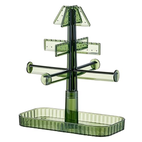 SUFUBAI Organisateur de bijoux pour bureau, présentoir à bijoux en plastique à suspendre rotatif à 360 °, transparent, monocouche, double présentoir à bijoux, pour colliers boucles d'oreilles Cover