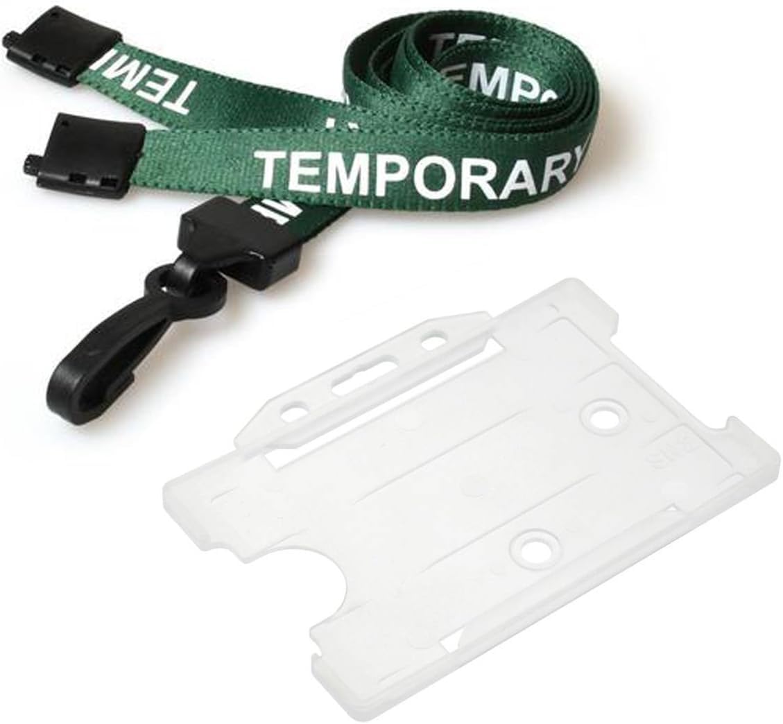 Temporary Neck Lanyard Green & Single Sided Opaque Open Faced ID Card Holder Lanyard Has Built in Safety Breakaway Clip PCL Media Ltd