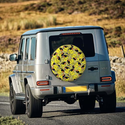 Image of Cute Duck Spare Tire Cover Universal Wheel Tire Cover Funny Cartoon Duck Tire Protectors for Travel Trailer Rv SUV Truck Camper and Many Vehicle 15 Inch