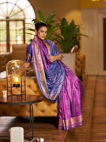 Image of MADHUHANSH Women's Cotton Linen Saree with Unstitched Blouse Piece and Solid Pattern | Mithila Painting Saree | Saree for Haldi Ceremony