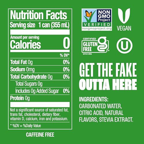 Image of Zevia Zero Sugar Soda, Lemon Lime Twist, 12 oz Cans (24-Pack) - Naturally Sweetened, Non-GMO Project Verified, Gluten-Free, Vegan
