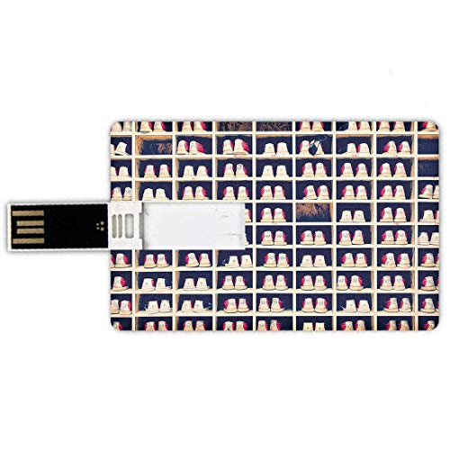 64GB Chiavette USB a forma di carta di credito Decorazioni per feste da bowling Memory Card stile carta di credito Collezione di scarpe da bowling nel loro rack Vintage decorativo,giallo rosso chiaro