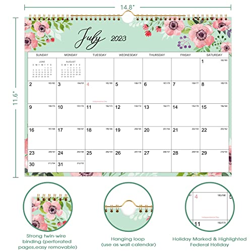 2023-2024 Wall Calendar - 18 Monthly Wall Calendar, July 2023 - December 2024, Calendar 2023-2024, 15'' X 11.5'' Wall Calendar 2023-2024 With Large Blocks Twin-Wire Binding, Premium Paper, Julian Dates #TOP2