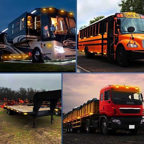 Image of Nilight Double Bullseye Marker Light 5PCS Amber 10LED Rectangular | Clearance Front Side Rear Indicator Lights Surface Mounted For 12V Truck Camper RV Boat Lorry Accessories