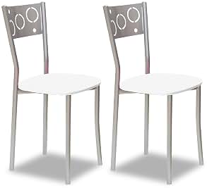 ASTIMESA Dos Sillas de Cocina Patas Redondas y Asiento Blanco