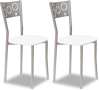 ASTIMESA Dos Sillas de Cocina Patas Redondas y Asiento Blanco