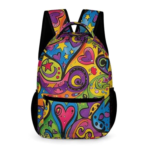Colorful Graffiti Pattern Backpack for Travel, Ultra Durable Small Bookbag Lightweight Daypack for Women Men