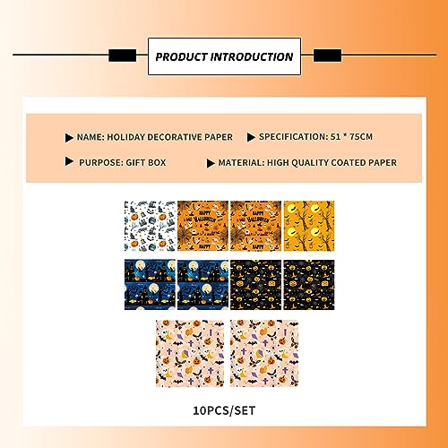 EULAPGOE 10 Pezzi Foglio Halloween Wrapping Paper
