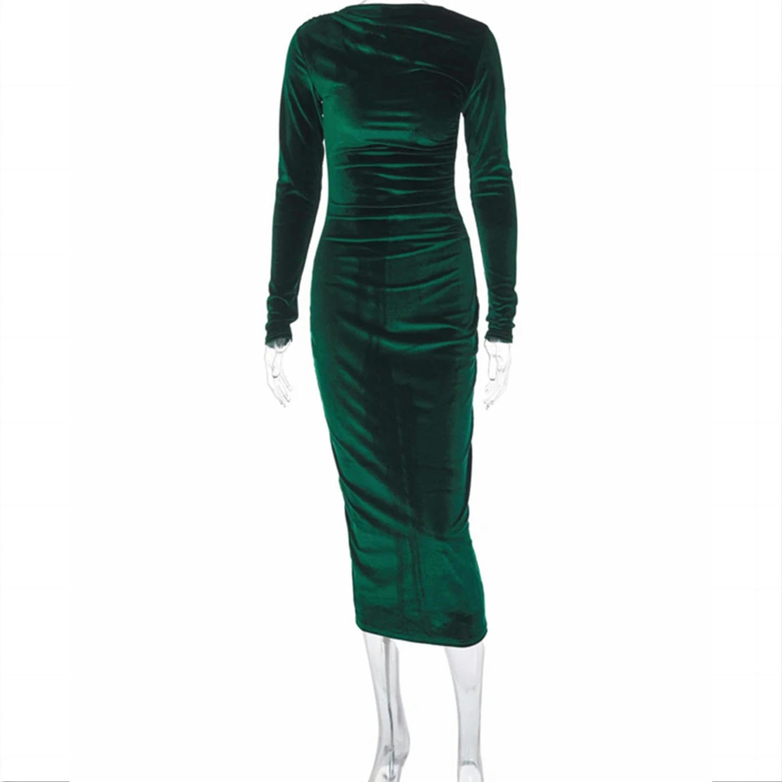 Damskie sukienki z długim rękawem O Neck damskie ubrania bodycon sukienka midi marszczona elegancka sukienka na imprezę zimowe