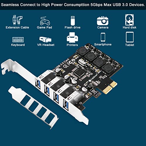image for FebSmart PCIE 4-Ports Superspeed 5Gbps USB 3.0 Expansion Card for Wind