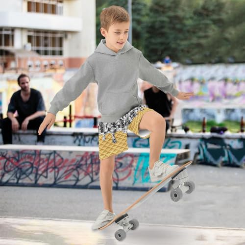 Boys Athletic Shorts with Pockets Ice Cream Drip Running Basketball Shorts for Youth Elastic Waist Size 7-152