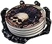 DWK - Helping Hand - Beautiful Gothic Skull Beverage Coasters with Creepy Skeleton Hand Holder for Halloween Home Kitchen Dining and Bar Décor Accent, 5.5-inch