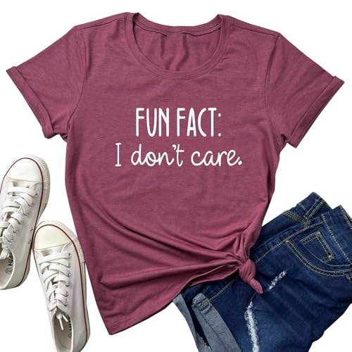 LOOKFACE Women Short Sleeve Tees Fun FACT Graphic Summer T Shirts