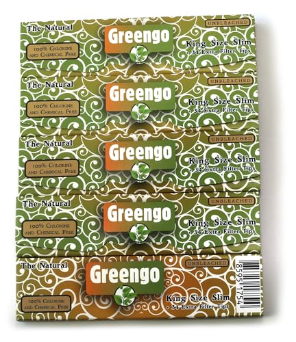 Greengo Unbleached King Size Slim Papers + Tips - 5 Booklets