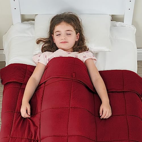 Image of yescool Weighted Blanket (7 lbs, 41 inch x 60 inch, Red) Cooling Heavy Blanket, Perfect for 60-90 lbs, Breathable Throw Blanket Gifts with Premium Glass Bead, Machine Washable