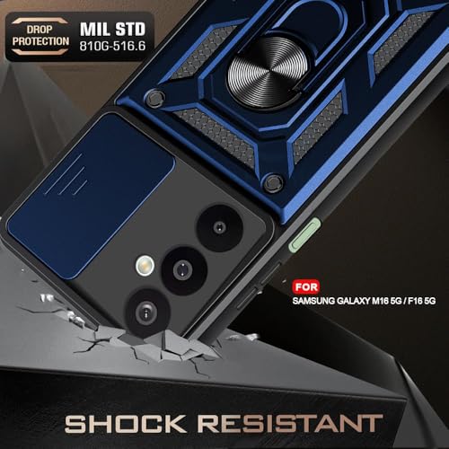 Image of Luxe Back Cover for Samsung A16 5G / Samsung F16 5G / Samsung M16 5G | D10 Tough Armor Case | Sliding Camera Shield | 360 Protection | Kickstand Ring Holder | Military-Grade Shockproof Case
